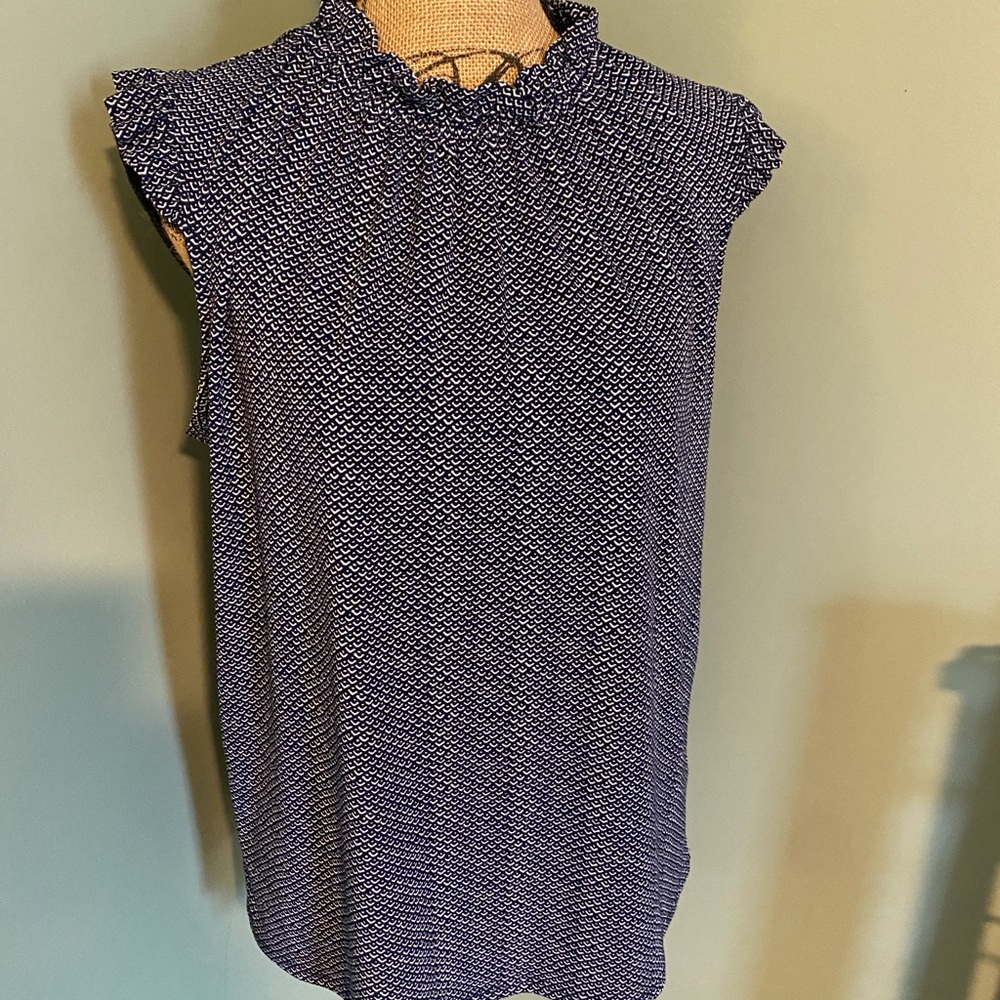 Adrianna Papell Textured Navy Blouse